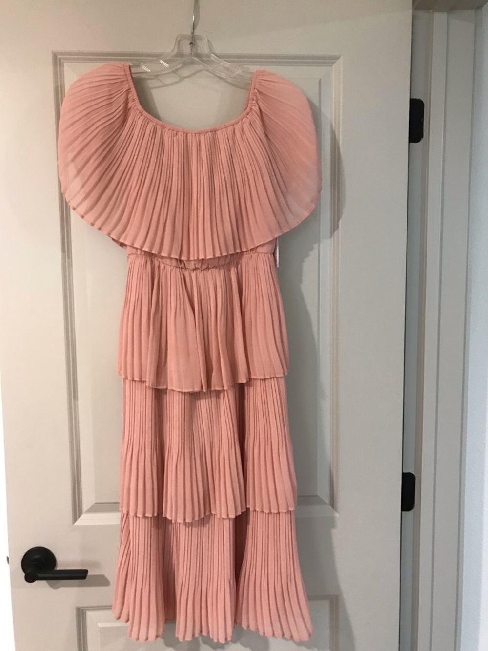 NWT- Pleated Tiered Maxi Dress in Blush Pink